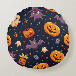 Dit is een Halloween kussen. Rond Kussen
