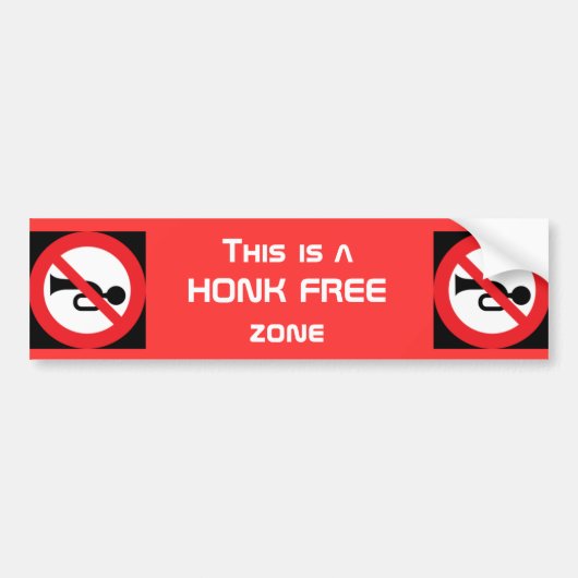 Dit is een Honk Free Zone; Rijveiligheid Bumpersticker (Voorkant)