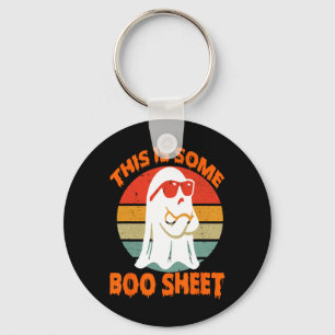 Dit is een laken Halloween Ghost Fun voor mannen Sleutelhanger
