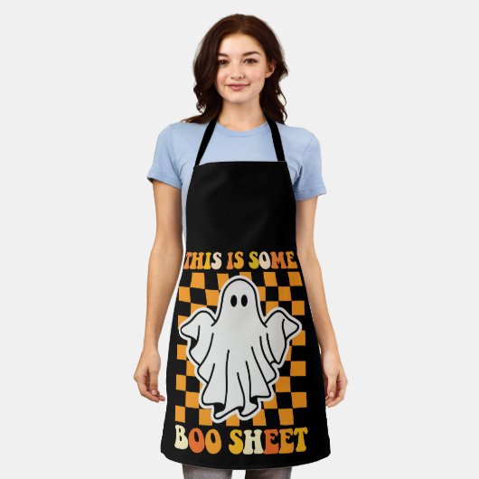 Dit is een laken Halloween Retro Ghost Schort (Gedragen)