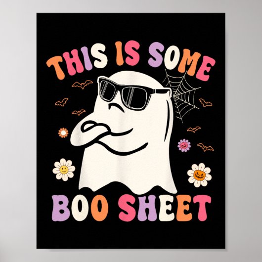Dit is een laken retro groovy ghost hallowee poster (Voorkant)