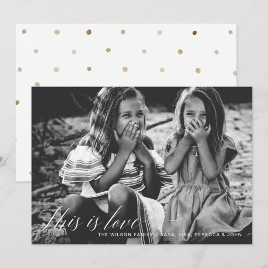 Dit is een liefde Eenvoudige Script Photo-Valentij Feestdagenkaart (Voorkant / Achterkant)