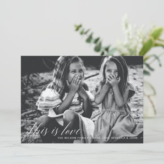 Dit is een liefde Eenvoudige Script Photo-Valentij Feestdagenkaart (Staand voorkant)