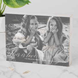 Dit is een liefde Eenvoudige Script Photo-Valentij Houten Kist Print