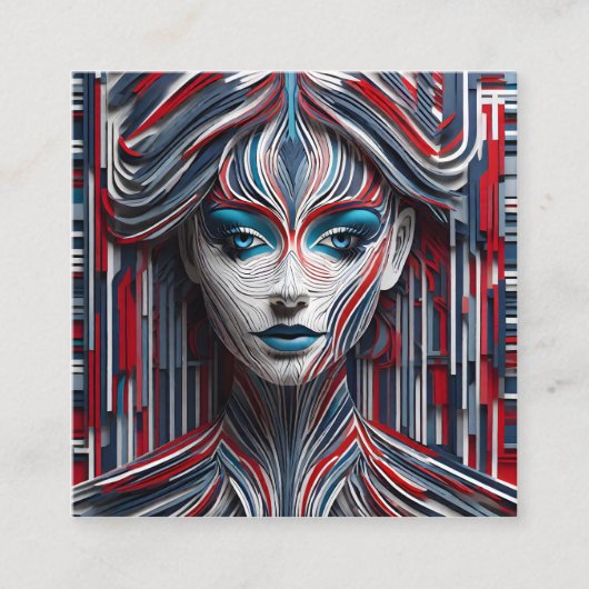 Dit is een mooi 3d afbeelding van een jonge vrouw vierkante visitekaartje (Voorkant)