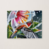 Dit is een mooie bevroren hibiskus kolibrie b legpuzzel (Horizontaal)