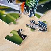 Dit is een mooie bevroren hibiskus kolibrie b legpuzzel (Zijkant)