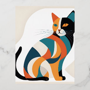 Dit is een mooie vector kunst kat in Scandinavisch Folie Feestdagen Briefkaart