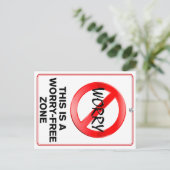 Dit is een No Worry Zone! Briefkaart (Staand voorkant)
