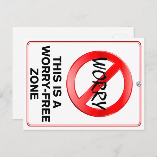 Dit is een No Worry Zone! Briefkaart (Voorkant / Achterkant)