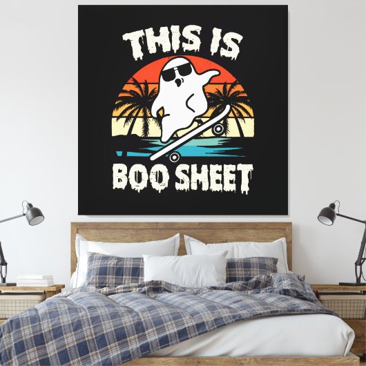 Dit is een of andere boekenblad Halloween Ghost sc Canvas Afdruk (Insitu (Slaapkamer))