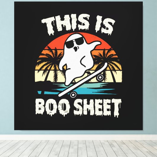 Dit is een of andere boekenblad Halloween Ghost sc Canvas Afdruk (Insitu (Houten vloer))