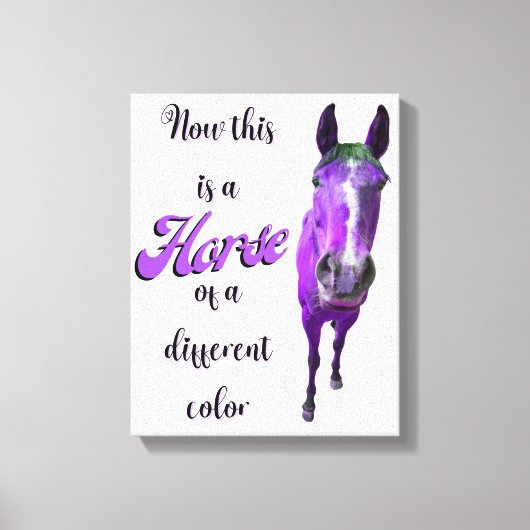 Dit is een paard van een ander kleurenPaars Canvas Afdruk (Voorkant)