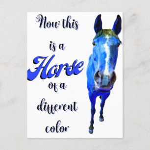 Dit is een paard van een andere kleur in blauw briefkaart