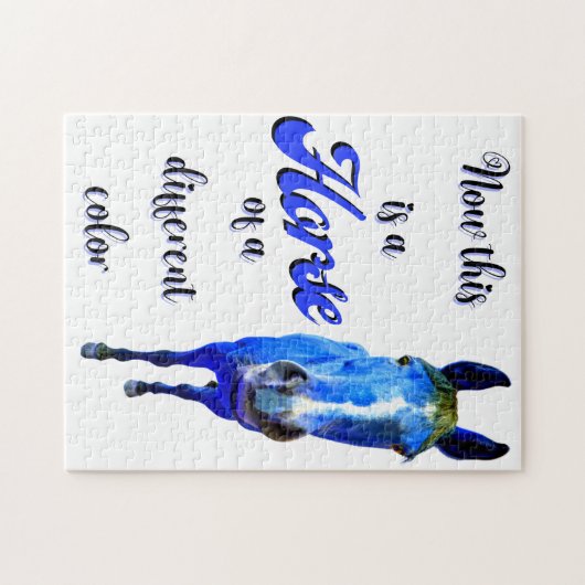 Dit is een paard van een andere kleur in blauw legpuzzel (Horizontaal)