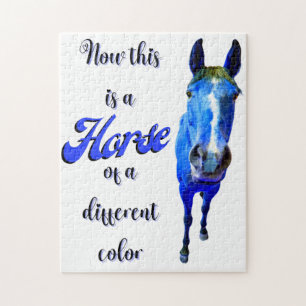Dit is een paard van een andere kleur in blauw legpuzzel