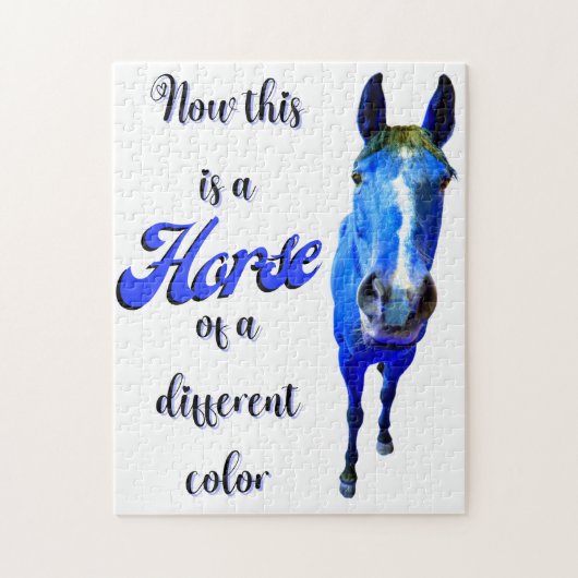 Dit is een paard van een andere kleur in blauw legpuzzel (Verticaal)