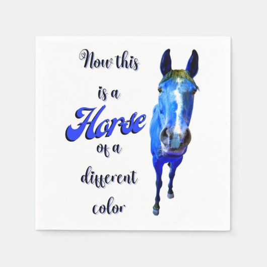 Dit is een paard van een andere kleur in blauw servet (Voorkant)