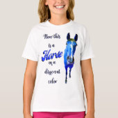 Dit is een paard van een andere kleur in blauw t-shirt (Voorkant)