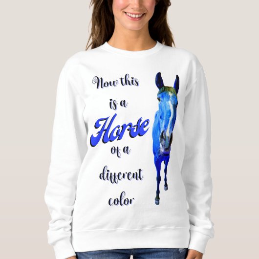 Dit is een paard van een andere kleur in blauw trui (Voorkant)