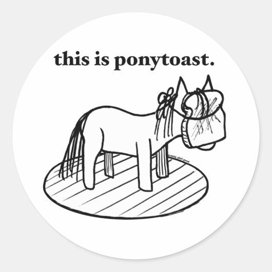 Dit is een ponytoast-sticker ronde sticker (Voorkant)