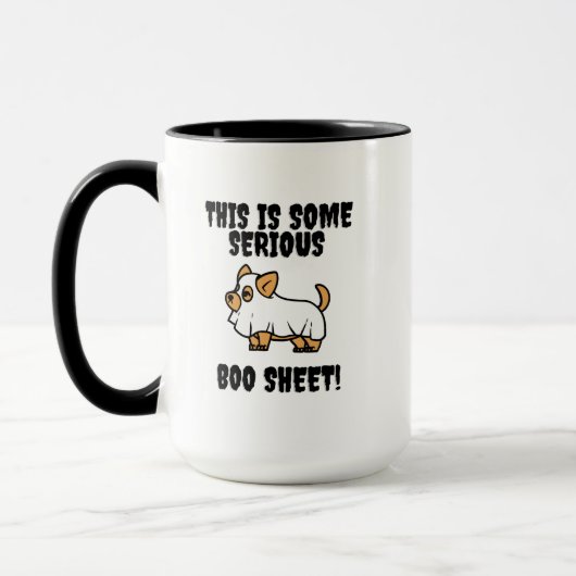 Dit is een serieuze Boo Sheet Funny Dog Mok (Links)