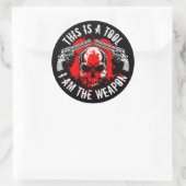 Dit is een stuk gereedschap dat ik het pistool ben ronde sticker (Tas)