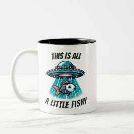 Dit is een visachtige UFO-ruimteschipmok Tweekleurige Koffiemok