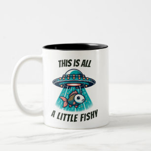 Dit is een visachtige UFO-ruimteschipmok Tweekleurige Koffiemok