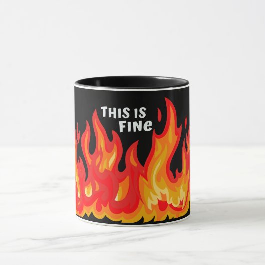 "Dit is fijn" (wit + vuur en vlammen) Mok (Midden)