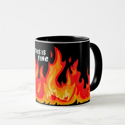 "Dit is fijn" (wit + vuur en vlammen) Mok (Voorkant rechts)