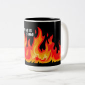 "Dit is fijn" (wit + vuur en vlammen) Tweekleurige Koffiemok (Voorkant rechts)