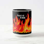 "Dit is fijn" (wit + vuur en vlammen) Tweekleurige Koffiemok (Center)