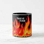 "Dit is fijn" (wit + vuur en vlammen) Tweekleurige Koffiemok (Center)