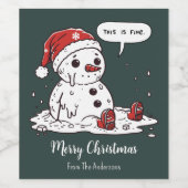 Dit is Fine Melting Snowman Wijn Etiket (Enkel label)