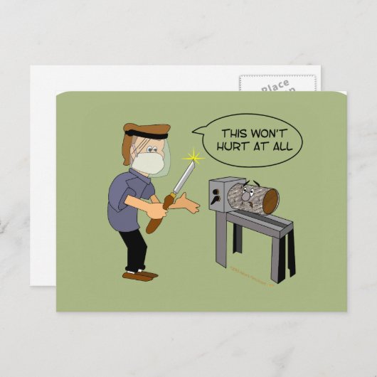 Dit is geen Hurt Funny WoodkeerCartoon Briefkaart (Voorkant / Achterkant)