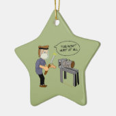 Dit is geen Hurt Funny WoodkeerCartoon Keramisch Ornament (Links)