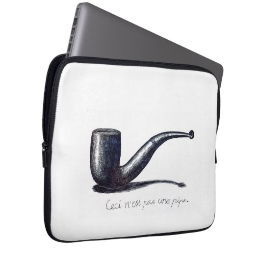 Dit is geen pijp - met de hand getekende schets laptop sleeve (Voorkant Rechts)