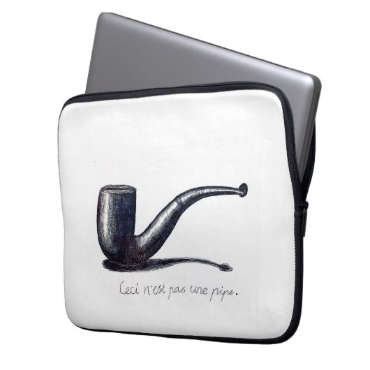 Dit is geen pijp - met de hand getekende schets laptop sleeve (Voorkant Links)