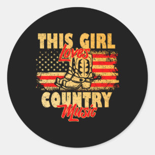 Dit is gek op countrymuziek ronde sticker