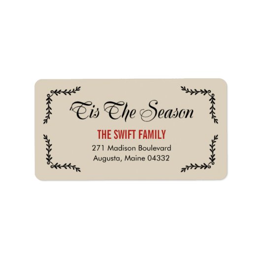 Dit is het Adresetiket van het seizoen Etiket (Voorkant)