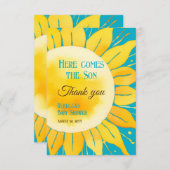 Dit is het Baby shower van Son Boy Blue Sunshine Bedankkaart (Voorkant / Achterkant)