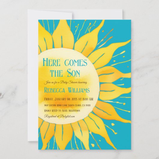 Dit is het Baby shower van Son Boy Blue Sunshine Kaart (Voorkant)