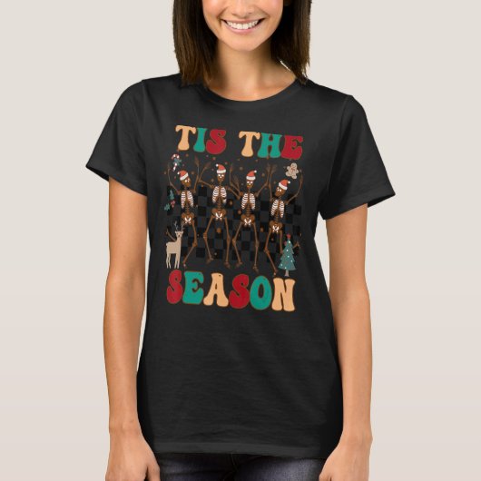 Dit is het dansende skeleton kerstmis skelet sm t-shirt (Voorkant)
