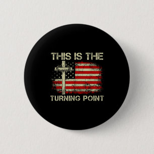Dit Is Het Draaien Int Geloof Kruis Us Vlag Patrio Ronde Button 5,7 Cm