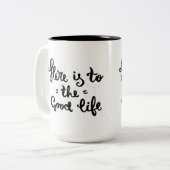 Dit is het goede leven tweekleurige koffiemok (Voorkant links)