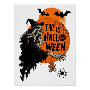 Dit is het Halloween Scary Witch Retro Spooky Part Perfect Poster