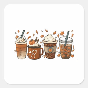 Dit is het late seizoen Pumpkin Spice Coffee Autum Vierkante Sticker