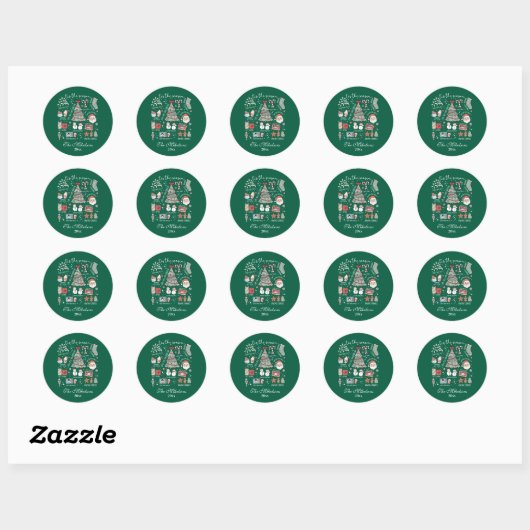 Dit is het nieuwe seizoen van Retro Green Christma Ronde Sticker (Vel)