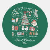 Dit is het nieuwe seizoen van Retro Green Christma Ronde Sticker (Voorkant)